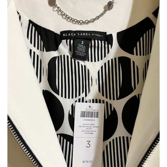 CHICO'S BLACK LABEL Patch Pocket Zipper Jacket COLOR: Antique White SIZE: 3 (16) - Picture 3 of 10